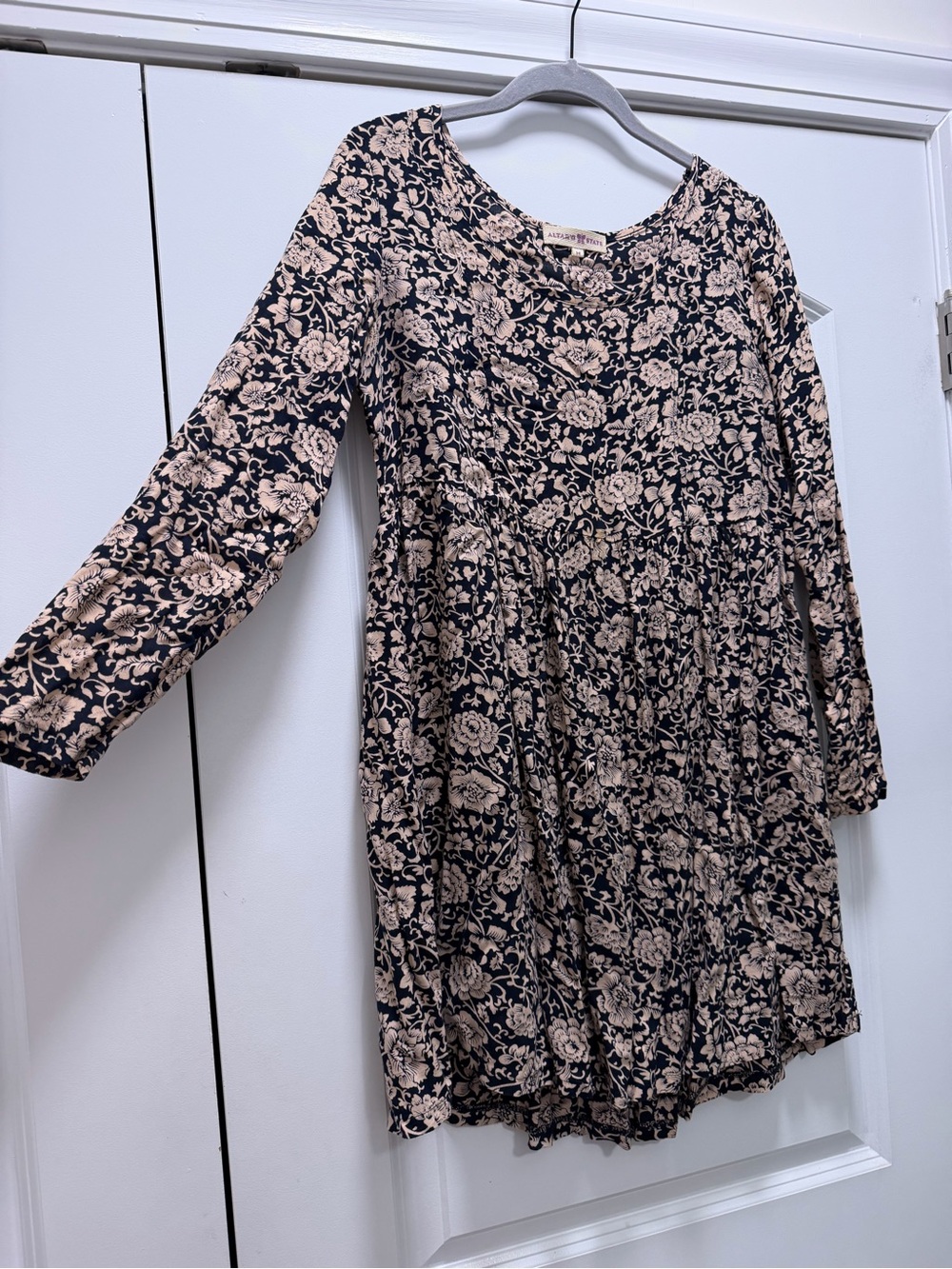 Altar'd State Black and Cream Floral Mini Dress